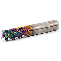 MariTool 1/2 4 Flute High Feed Coolant Thru End Mill with Chipbreaker 1.25 LOC ZrN .015R