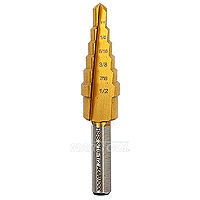 Morse HSS TiN Coated Step Drill 3/16-1/2 Diameter In 6 Steps, 1/4 Shank