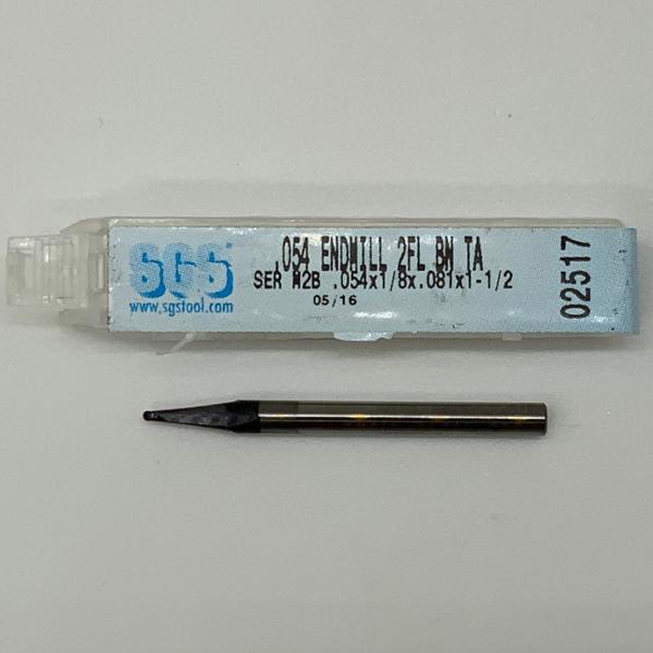 SGS Solid Carbide 2 Flute Ball Endmill .054 Cutting Dia X .081 Flute Length