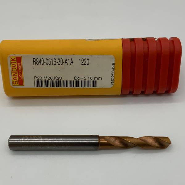 Sandvik Solid Carbide 2 Flute Drill .2031 (13/64”) Cutting Dia X .90 Flute Length Coolant Thru