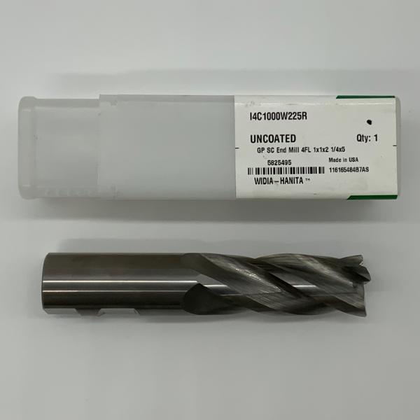 Widia Solid Carbide 4 Flute Endmill 1.000 (25.4mm) Cutting Dia X 2.25 Flute Length With .02 Corner Chamfer