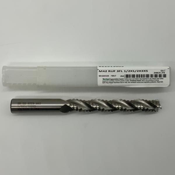 Widia M42 HSS 3 Flute  Roughing Endmill .5000 (1/2”) Cutting Dia X 3.0 Flute Length