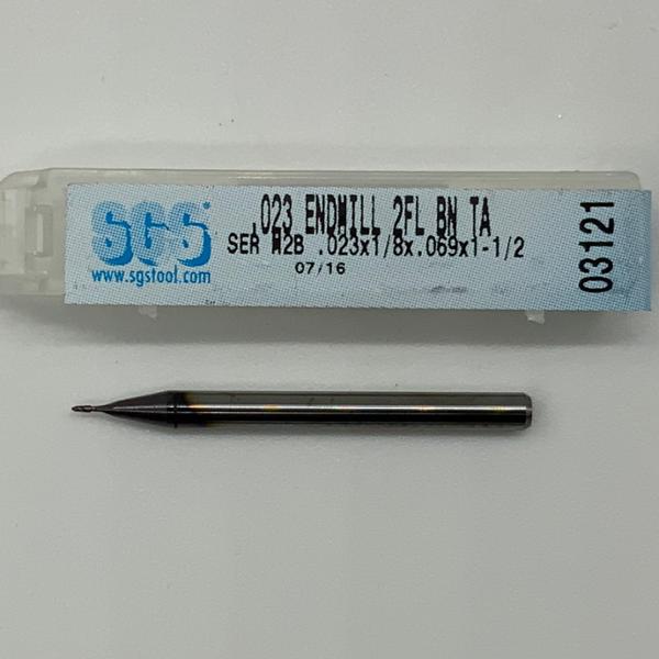 SGS Solid Carbide 2 Flute Ball Endmill .023 Cutting Dia X .069 Flute Length