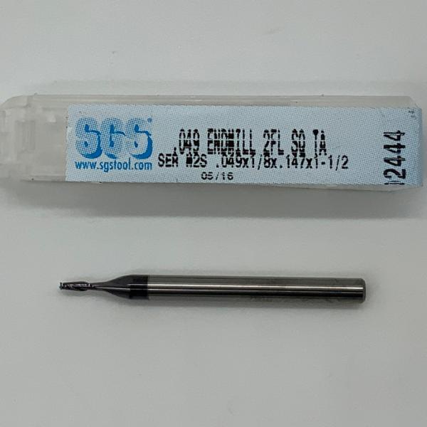 SGS Solid Carbide 2 Flute Endmill .049 Cutting Dia X .147 Flute Length