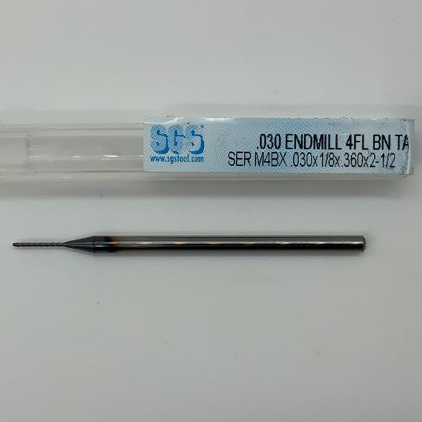 SGS Solid Carbide 4 Flute Ball Endmill .030 Cutting Dia X .360 Flute Length