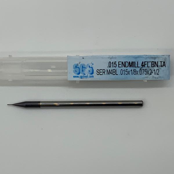 SGS Solid Carbide 4 Flute Ball Endmill .015 Cutting Dia X .075 Flute Length