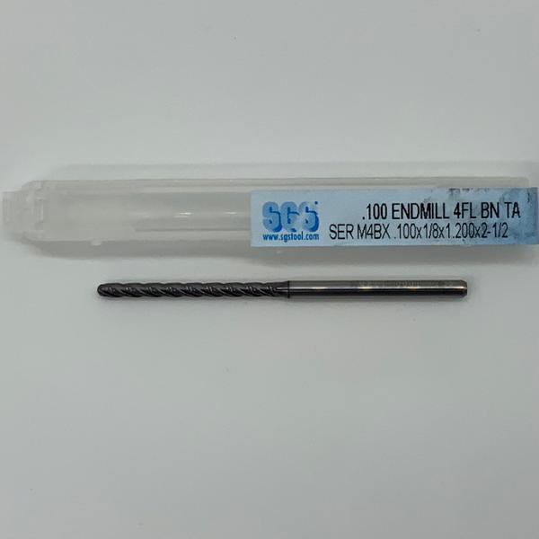 SGS Solid Carbide 4 Flute Ball Endmill .100 Cutting Dia X 1.200 Flute Length