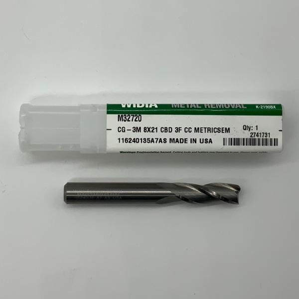 Widia Solid Carbide 3 Flute Endmill .3150 (8mm) Cutting Dia X .83 Flute Length