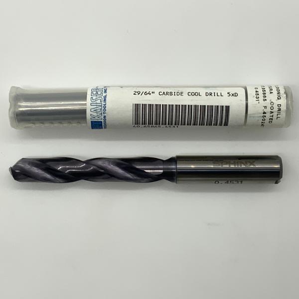 Sphinx Solid Carbide 2 Flute Drill .4531 (29/64) Cutting Dia X 2.25 Flute Length Coolant Thru