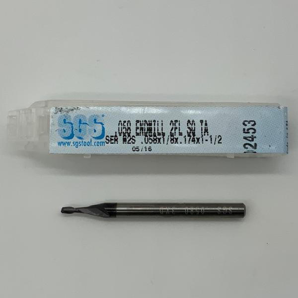 SGS Solid Carbide 2 Flute Endmill .058 Cutting Dia X .174 Flute Length