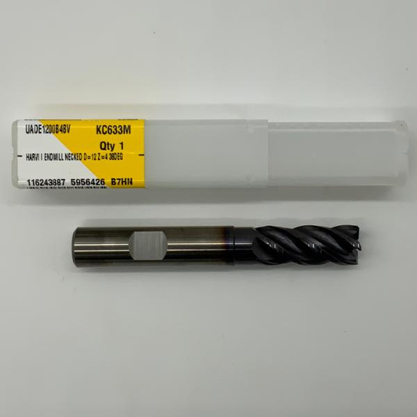 Kennametal Solid Carbide Necked 4 Flute Endmill .4724 (12mm) Cutting Dia X 1.10 Flute Length With .015 Corner Chamfer