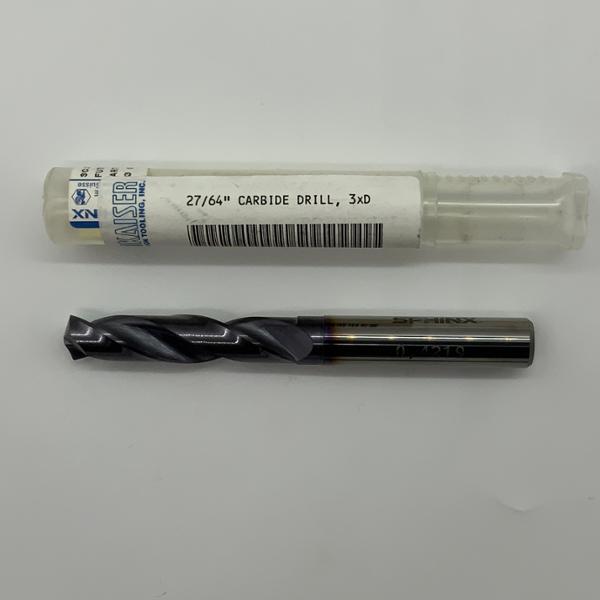 Sphinx Solid Carbide 2 Flute Drill .4219 (27/64”) Cutting Dia X 1.70 Flute Length