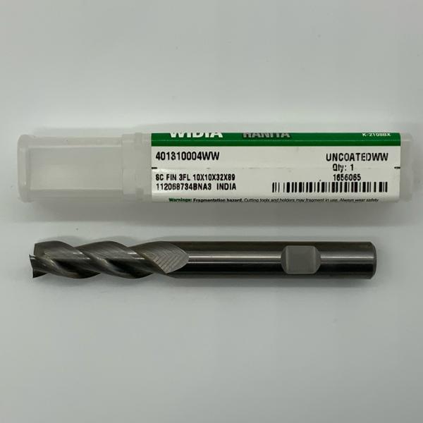 Widia Solid Carbide 3 Flute Endmill .3937 (10mm) Cutting Dia X 1.26 Flute Length