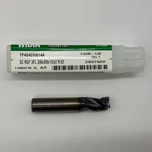 Widia Solid Carbide 3 Flute Roughing Endmill .3750 (3/8”) Cutting Dia X .50 Flute Length With .02 Corner Radius