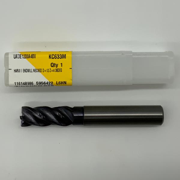 Kennametal Solid Carbide Necked 4 Flute Endmill .4724 (12mm) Cutting Dia X 1.10 Flute Length With .02 Corner Chamfer