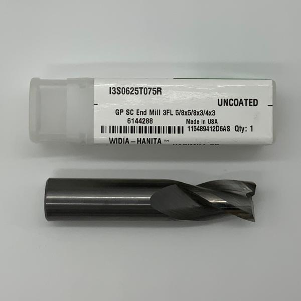 Widia Solid Carbide 3 Flute Endmill .6250 (5/8”) Cutting Dia X .75 Flute Length