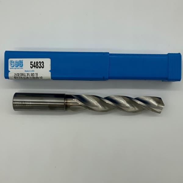 SGS Solid Carbide 3 Flute Drill .6563 (21/32) Cutting Dia X 3.42 Flute Length