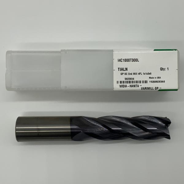 Widia Solid Carbide 4 Flute Endmill 1.000 (25.4mm) Cutting Dia X 3.0 Flute Length With .015 Corner Chamfer Varimill