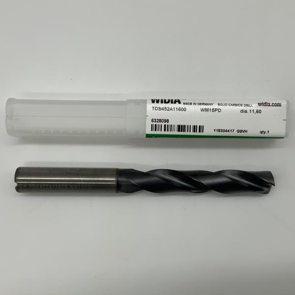 Widia Solid Carbide 2 Flute Drill .4567 (11.60mm) Cutting Dia X 2.62 Flute Length Coolant Thru