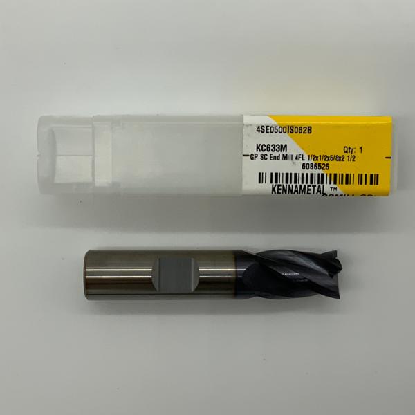 Kennametal Solid Carbide 4 Flute Endmill .5000 (1/2) Cutting Dia X .63 Flute Length