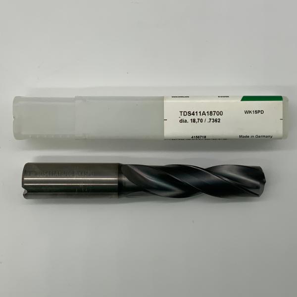 Widia Solid Carbide 2 Flute Drill .7362 (18.7mm) Cutting Dia X 2.68 Flute Length Coolant Thru