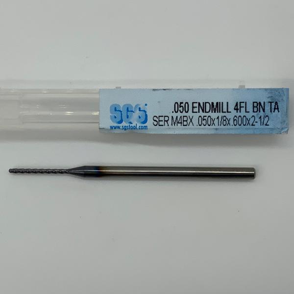 SGS Solid Carbide 4 Flute Ball Endmill .050 Cutting Dia X .600 Flute Length