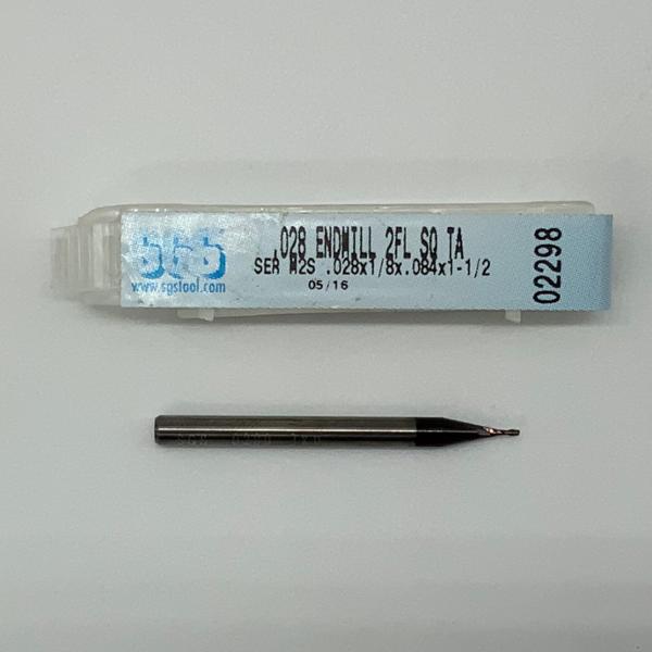 SGS Solid Carbide 2 Flute Endmill .028 Cutting Dia X .084 Flute Length