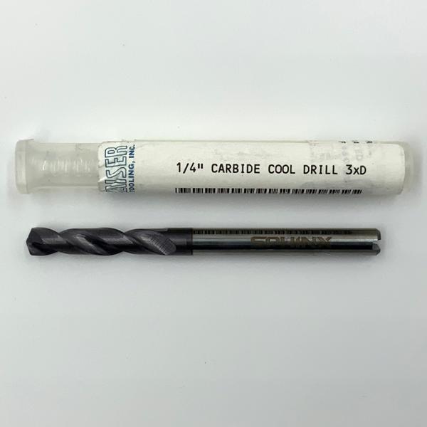 Sphinx Solid Carbide 2 Flute Drill .2500 (1/4” 6.35mm) Cutting Dia X 1.07 Flute Length Coolant Thru