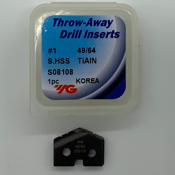 YG-1 49/64 SPADE DRILL INSERT #1 BODY S08108 HSS TIALN