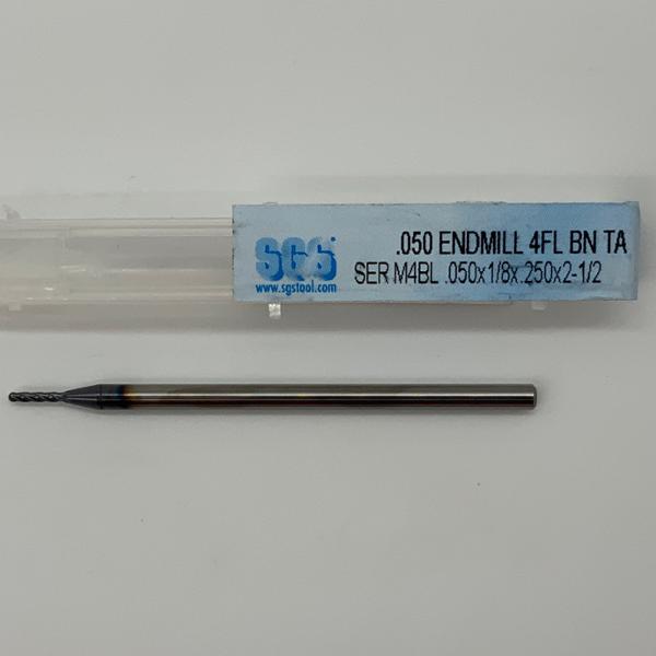 SGS Solid Carbide 4 Flute Ball Endmill .050 Cutting Dia X .250 Flute Length