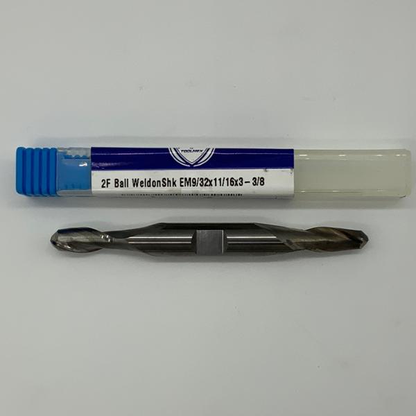 ToolMex Solid Carbide Double Ended 2 Flute Ball Endmill .2812 (9/32) Cutting Dia X .687 Flute Length