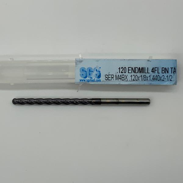 SGS Solid Carbide 4 Flute Ball Endmill .120 Cutting Dia X 1.440 Flute Length