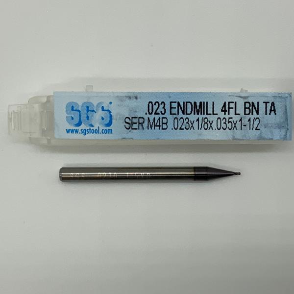 SGS Solid Carbide 4 Flute Ball Endmill .023 Cutting Dia X .035 Flute Length