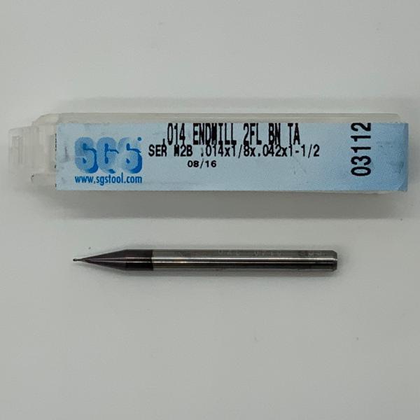 SGS Solid Carbide 2 Flute Ball Endmill .014 Cutting Dia X .042 Flute Length