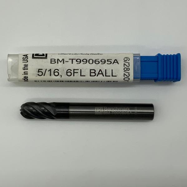 Benchmark Carbide Solid Carbide 6 Flute Ball Endmill .3125 (5/16) Cutting Dia X .563 Flute Length