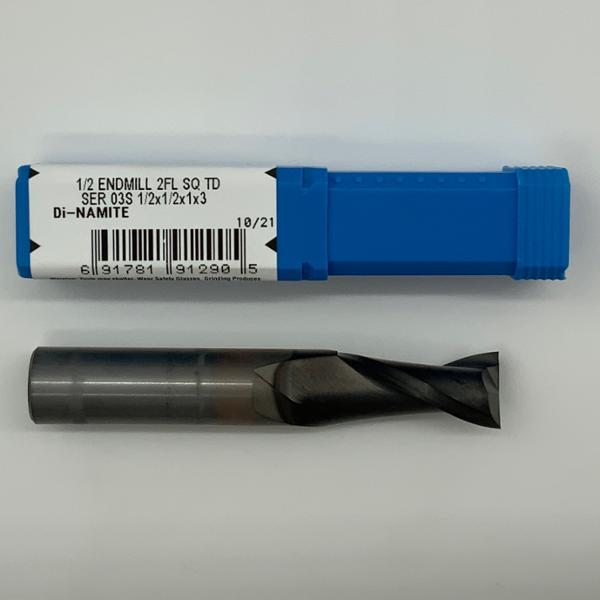 Kyocera Solid Carbide 2 Flute Endmill .5000 (1/2) Cutting Dia X 1.0 Flute Length