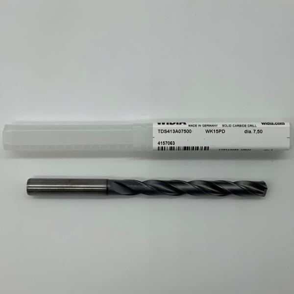 Widia Solid Carbide 2 Flute Drill .2953 (7.5mm) Cutting Dia X 2.66 Flute Length Coolant Thru