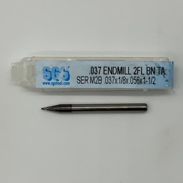 SGS Solid Carbide 2 Flute Ball Endmill .037 Cutting Dia X .056 Flute Length