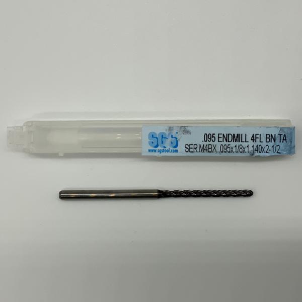 SGS Solid Carbide 4 Flute Ball Endmill .095 Cutting Dia X 1.140 Flute Length