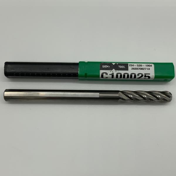 Siem Solid Carbide 5 Flute Ball Endmill .375 (9.52mm) Cutting Dia X 1.52 Flute Length