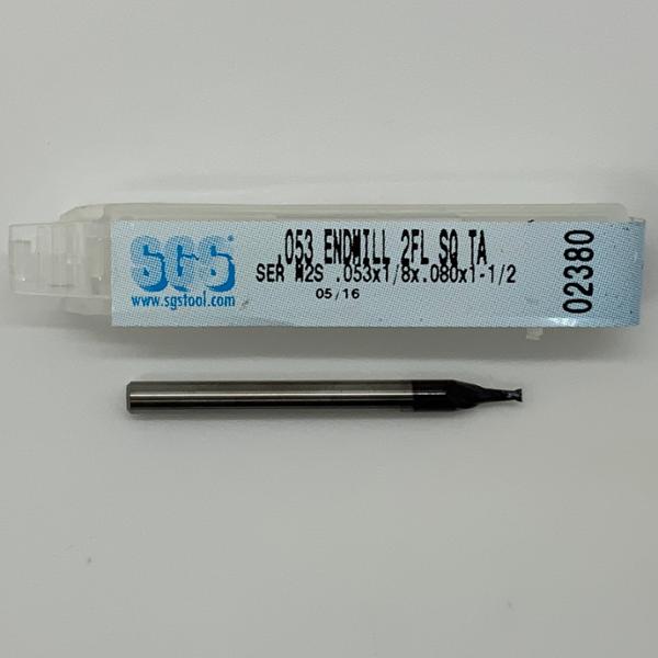 SGS Solid Carbide 2 Flute Endmill .053 Cutting Dia X .080 Flute Length