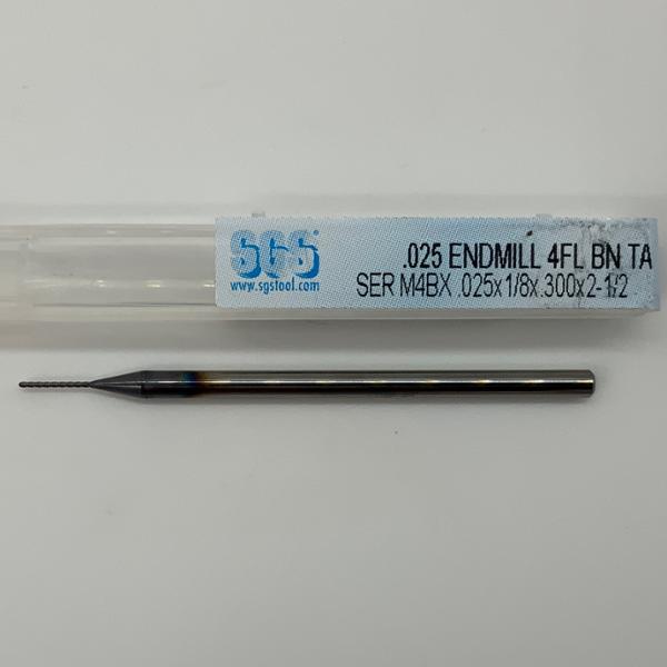 SGS Solid Carbide 4 Flute Ball Endmill .025 Cutting Dia X .300 Flute Length