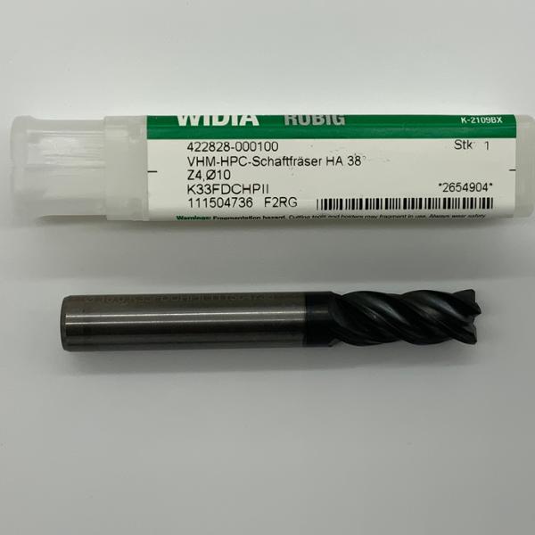 Widia Solid Carbide 4 Flute Endmill .3937 (10mm) Cutting Dia X 1.00 Flute Length With .015 Corner Chamfer