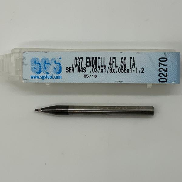 SGS Solid Carbide 4 Flute Endmill .037 Cutting Dia X .056 Flute Length