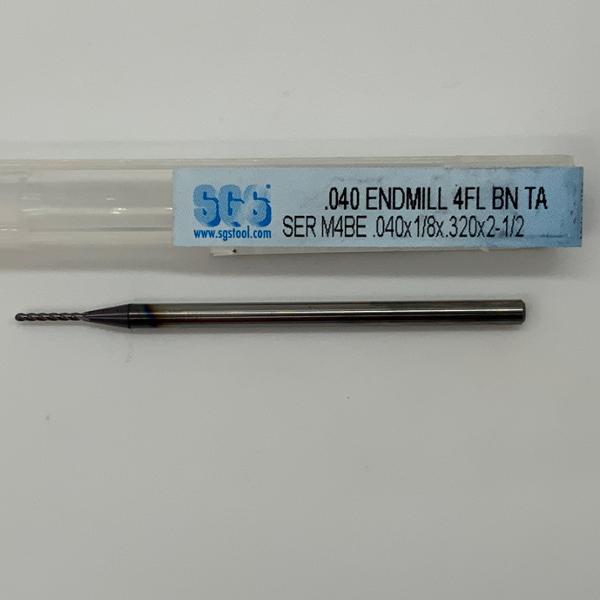 SGS Solid Carbide 4 Flute Ball Endmill .040 Cutting Dia X .320 Flute Length