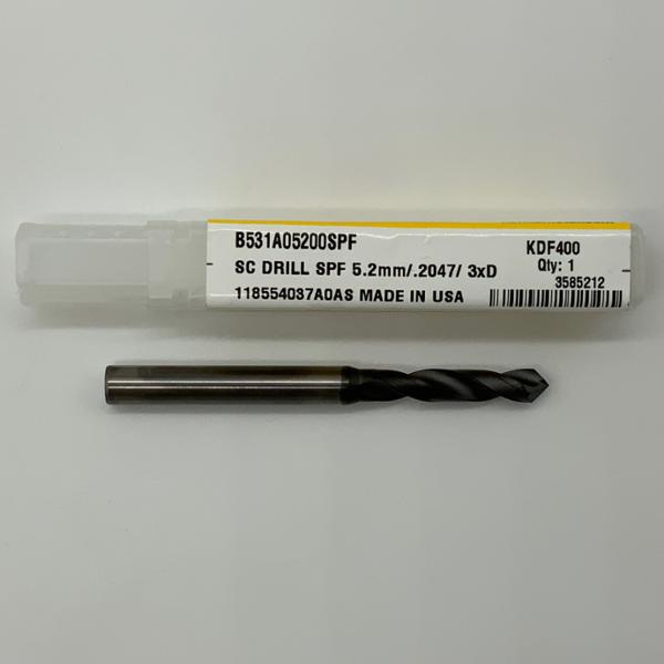 Kennametal Solid Carbide 2 Flute Drill .2047 (5.2mm) Cutting Dia X 1.05 Flute Length