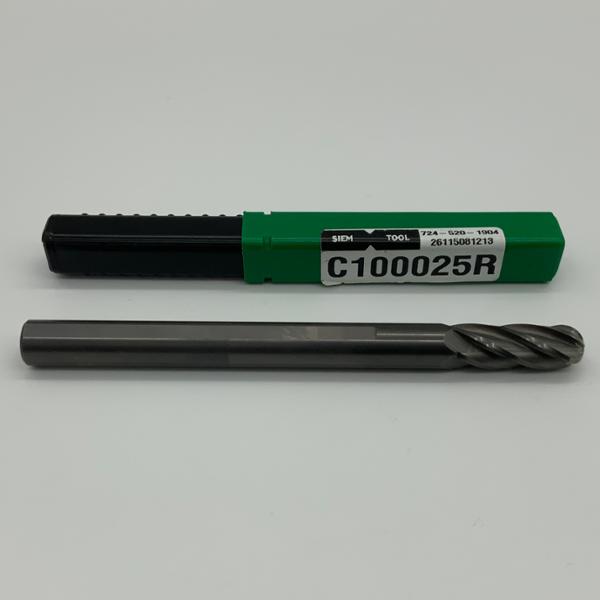 Siem Solid Carbide 5 Flute Ball Endmill .375 (9.52mm) Cutting Dia X 1.125 Flute Length