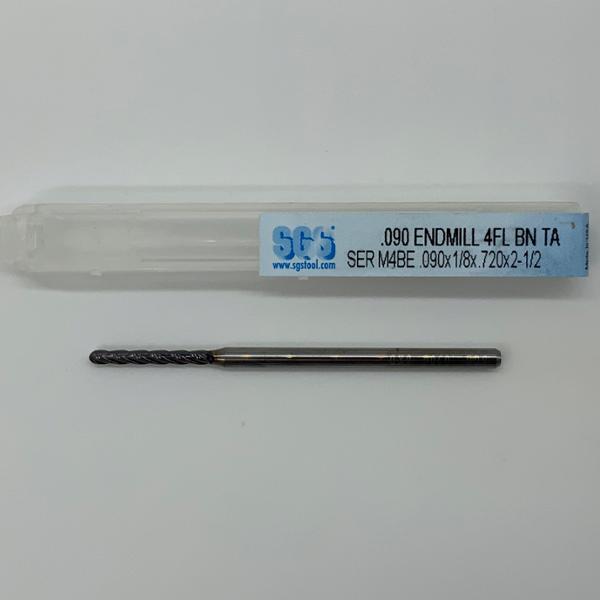 SGS Solid Carbide 4 Flute Ball Endmill .090 Cutting Dia X .720 Flute Length