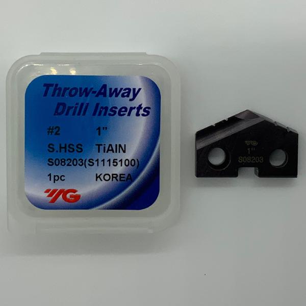 YG-1 1” SPADE DRILL INSERT #2 BODY S08203 HSS TIALN