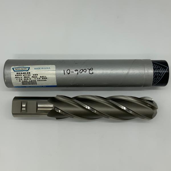 Weldon HSS 4 Flute Ball Endmill 1.500 Cutting Dia X 6.0 Flute Length